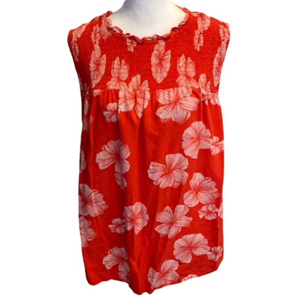 Ava & Viv Reddish Orange Sleeveless Ruffled Blouse. Size 1X. Great condition.